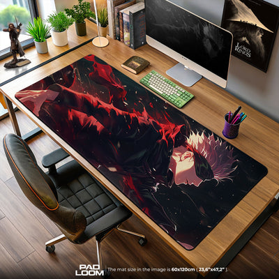 Gojo – Crimson Motion Mouse Pad, Anime Gaming Desk Mat