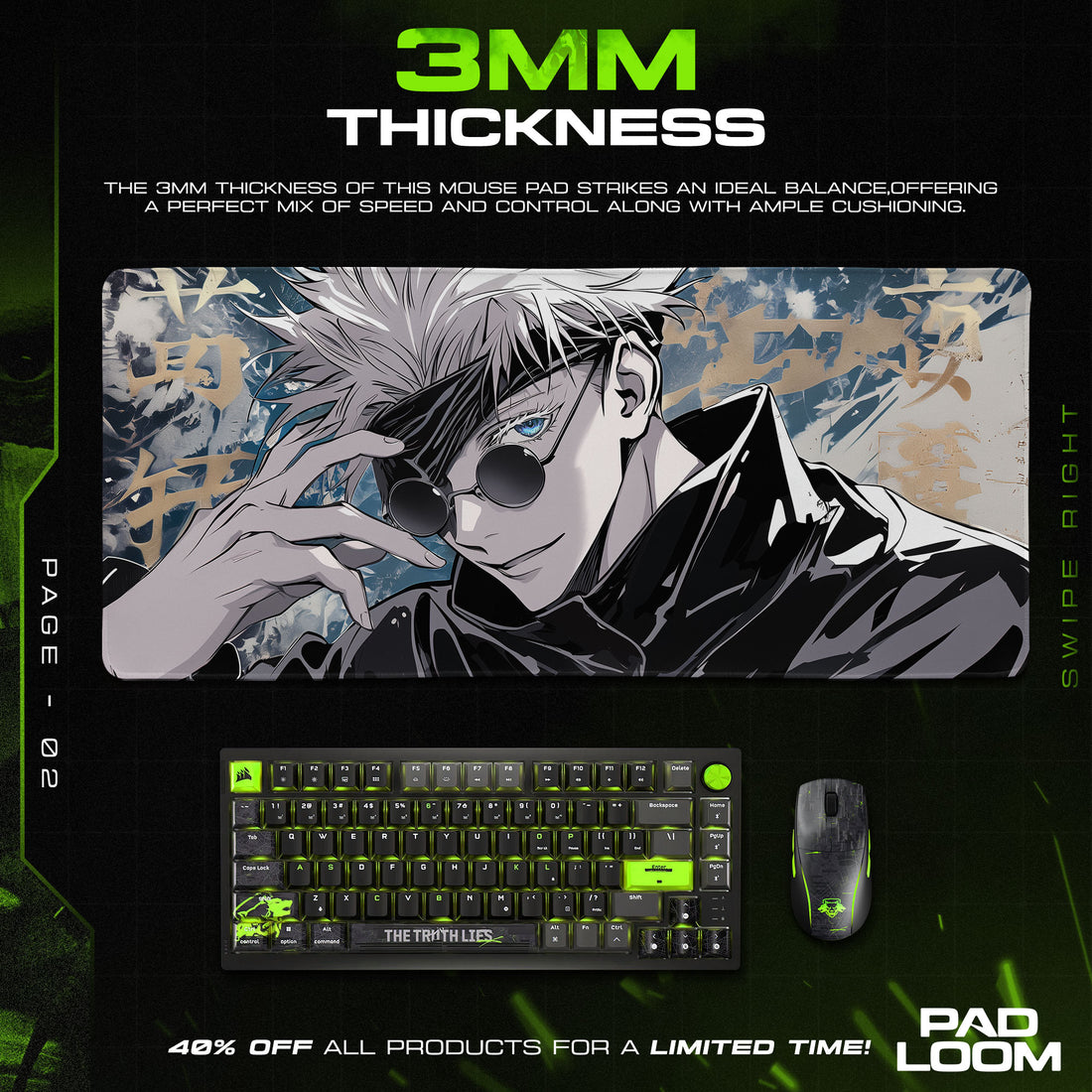 Gojo Infinity Eyes Mouse Pad, Jujutsu Kaisen Gaming Desk Mat
