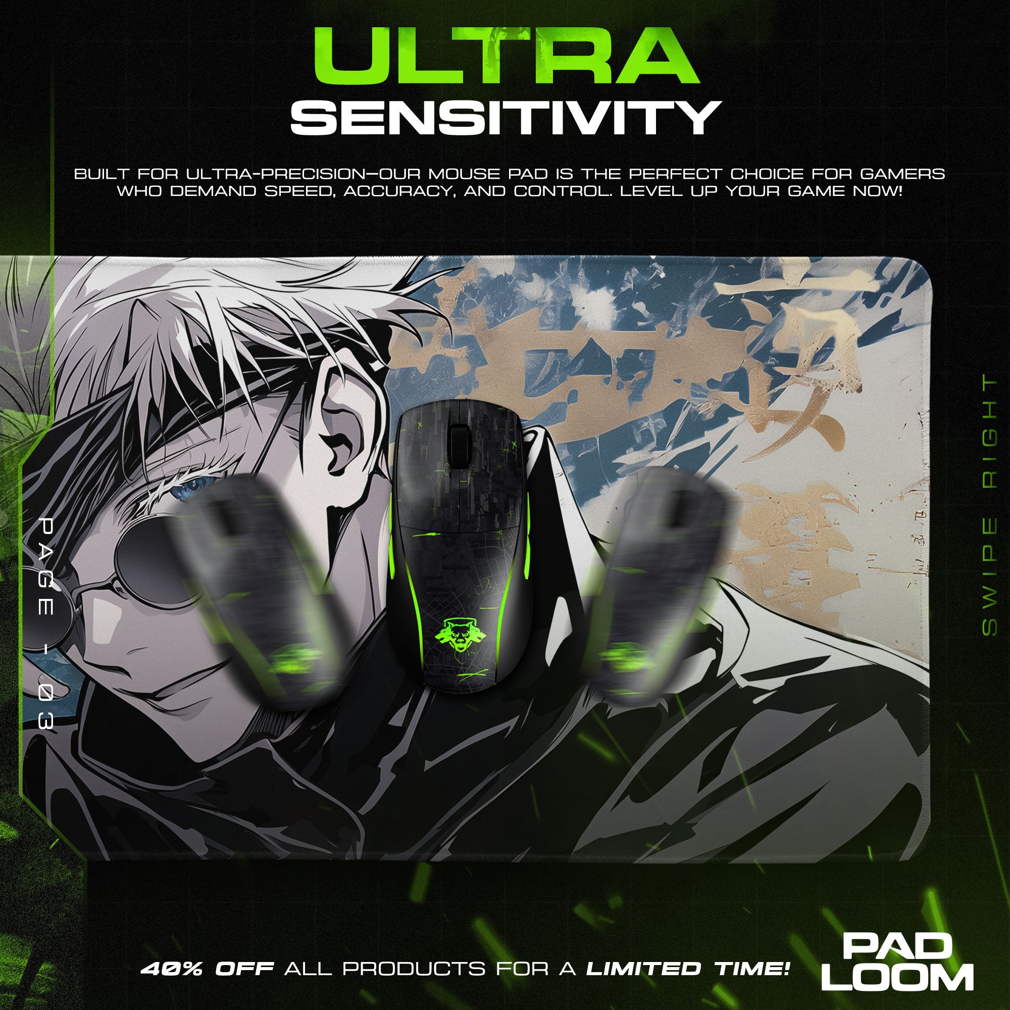 Gojo Infinity Eyes Mouse Pad, Jujutsu Kaisen Gaming Desk Mat