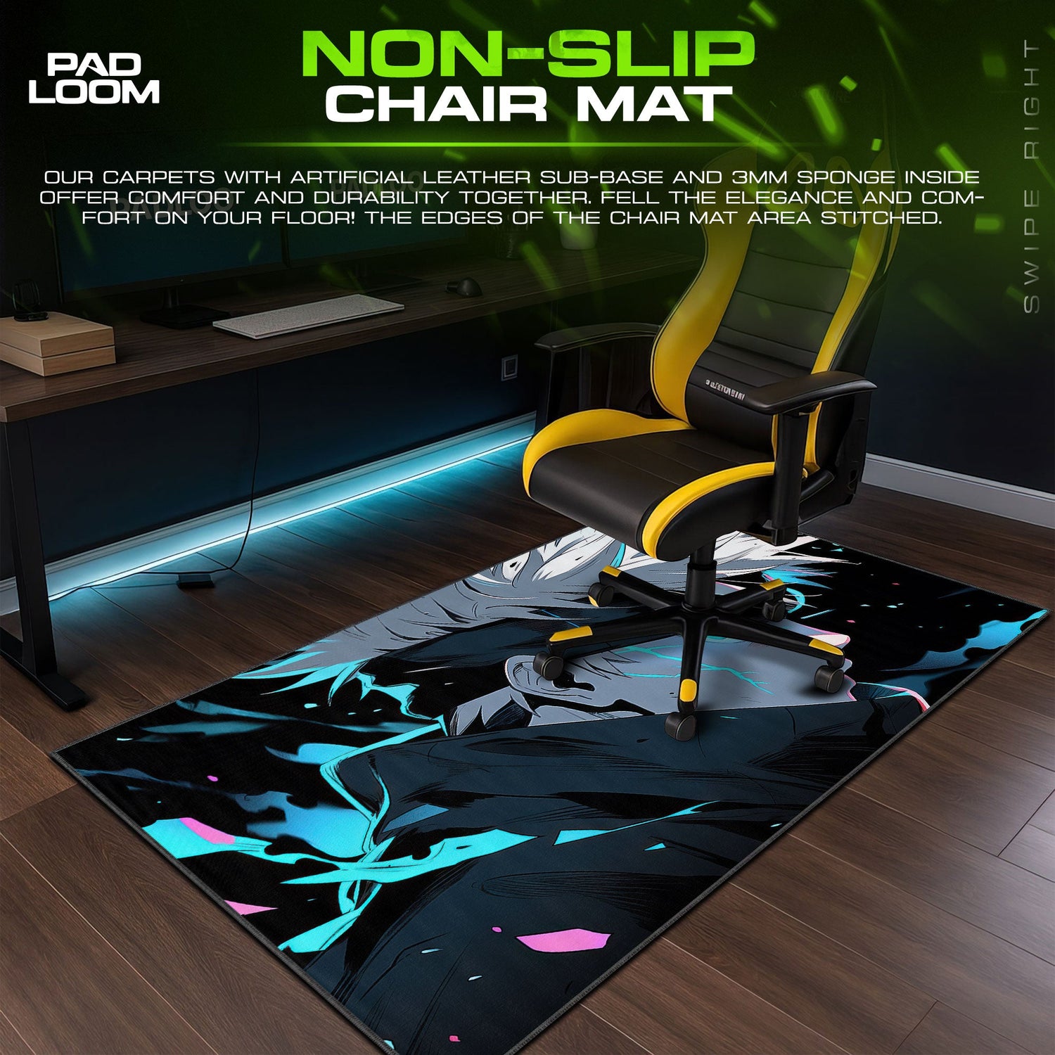 Gojo Mouse Pad, Cursed Energy Burst Anime Desk Mat Padloom