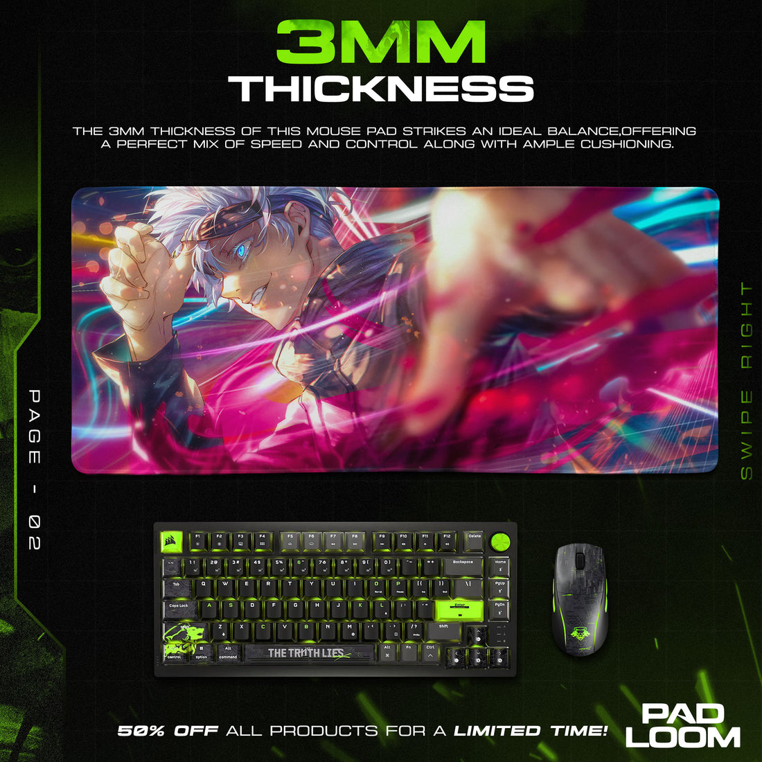 Gojo Mouse Pad, Infinity Power Gaming Desk Mat