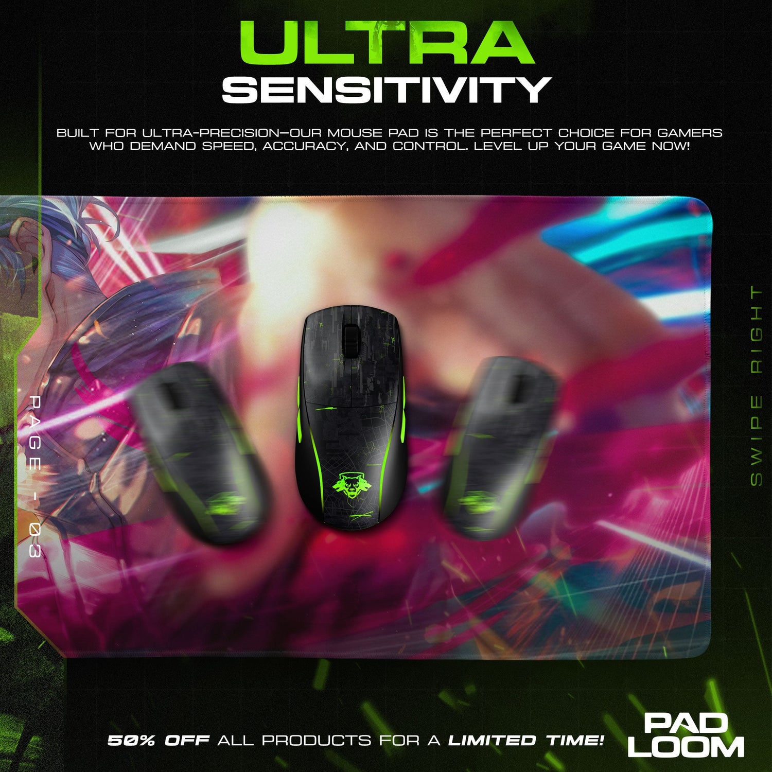 Gojo Mouse Pad, Infinity Power Gaming Desk Mat Padloom