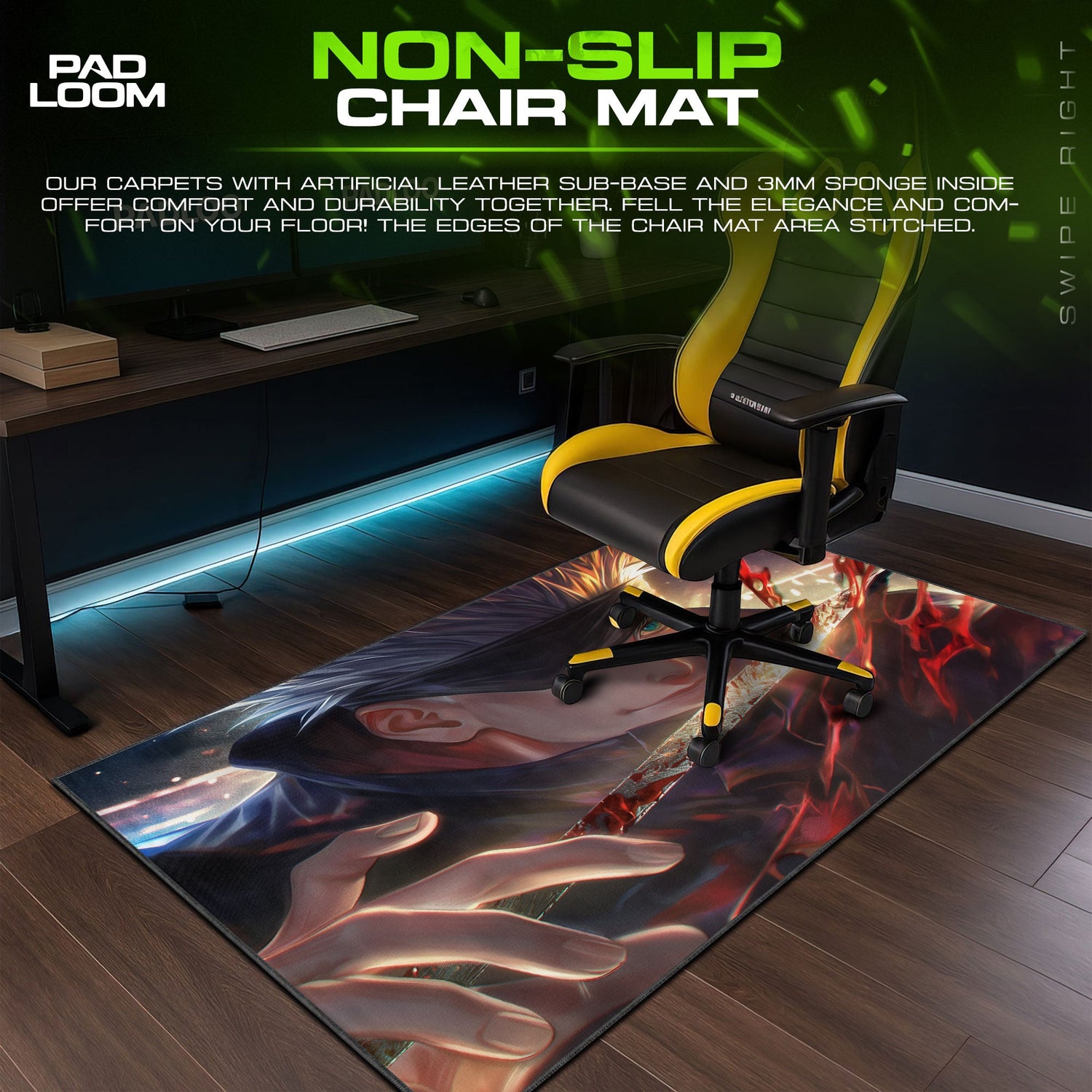 Gojo Satoru Blade Stance Mouse Pad, Anime Gaming Desk Mat Padloom