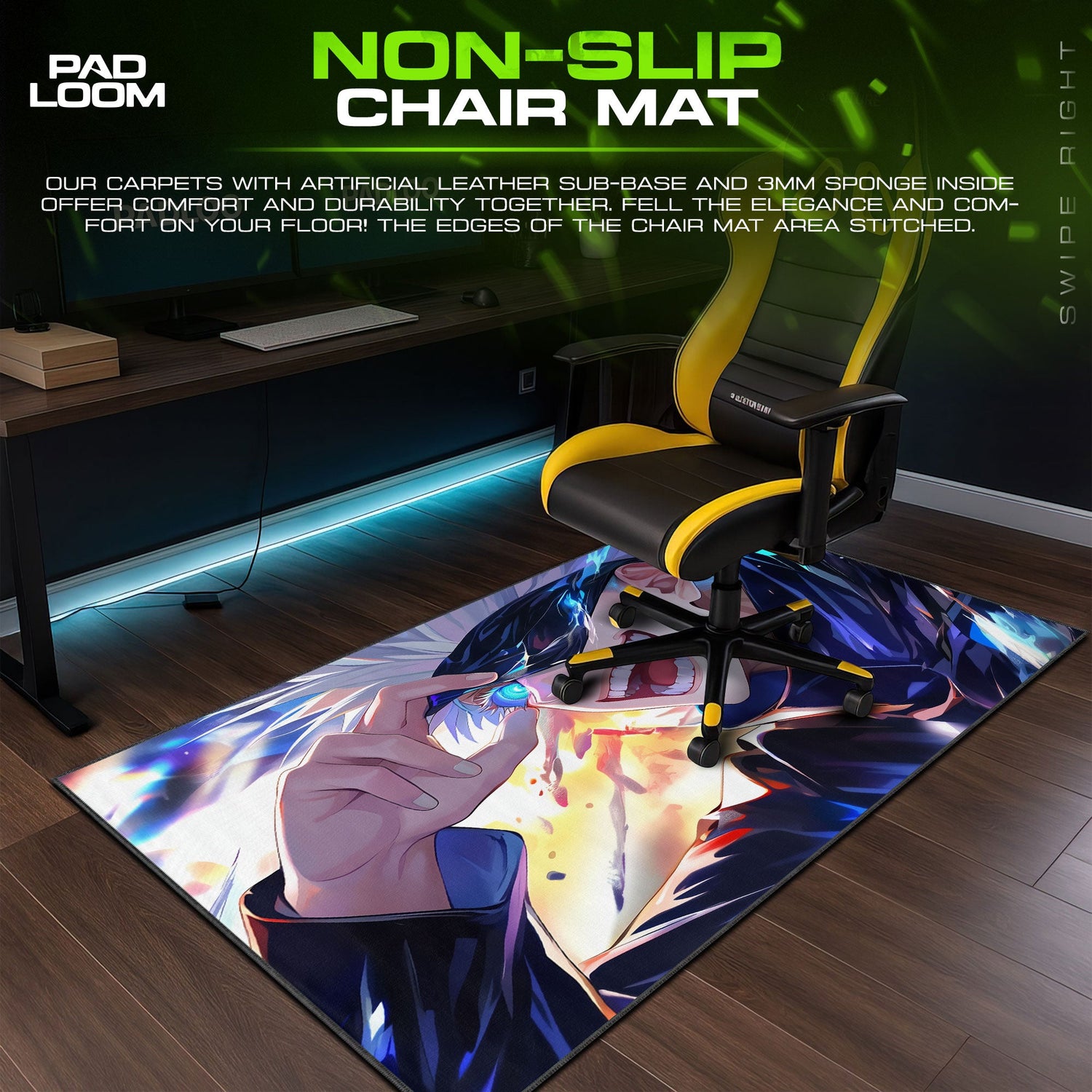 Gojo Satoru Hollow Purple Mouse Pad, Anime Gaming Desk Mat Padloom