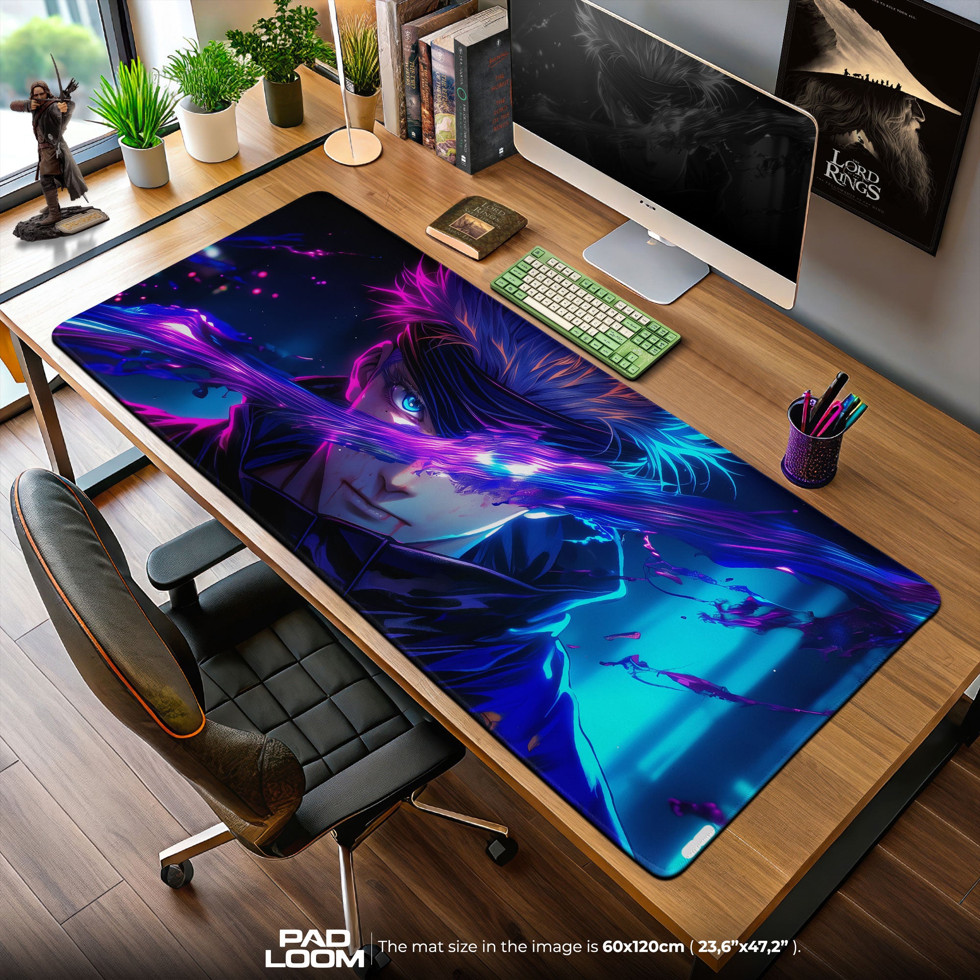 Gojo Satoru Midnight Slash Mouse Pad, Anime Gaming Desk Mat