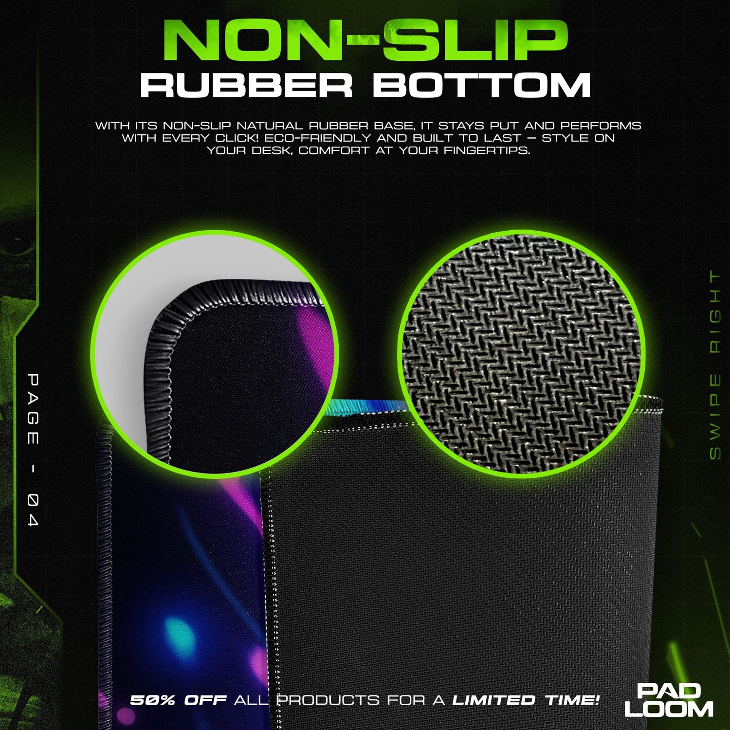 Gojo Satoru Neon Aura Mouse Pad, Anime Gaming Desk Mat Padloom