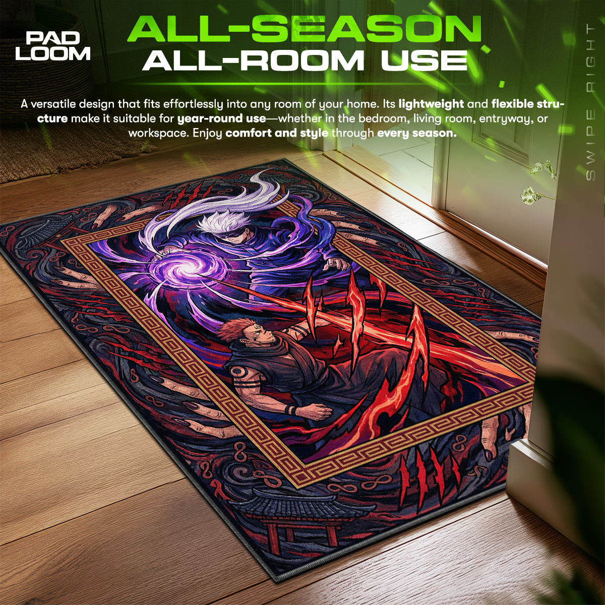 Gojo vs Sukuna Battle Strongest Jujutsu Kaisen Chair fan rug — premium quality print