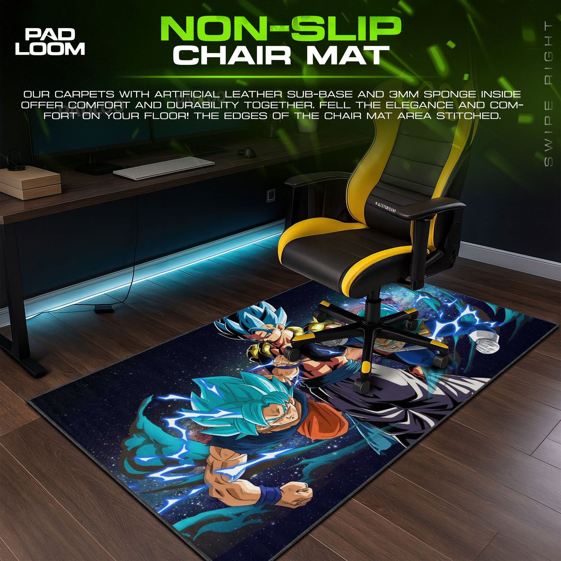 Goku and Vegeta Blue Mouse Pad - Galactic Fusion Anime Desk Mat Padloom