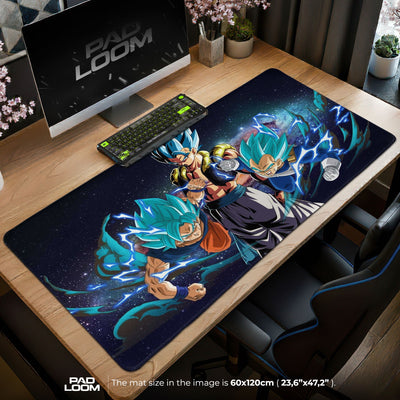 Goku and Vegeta Blue Mouse Pad - Galactic Fusion Anime Desk Mat