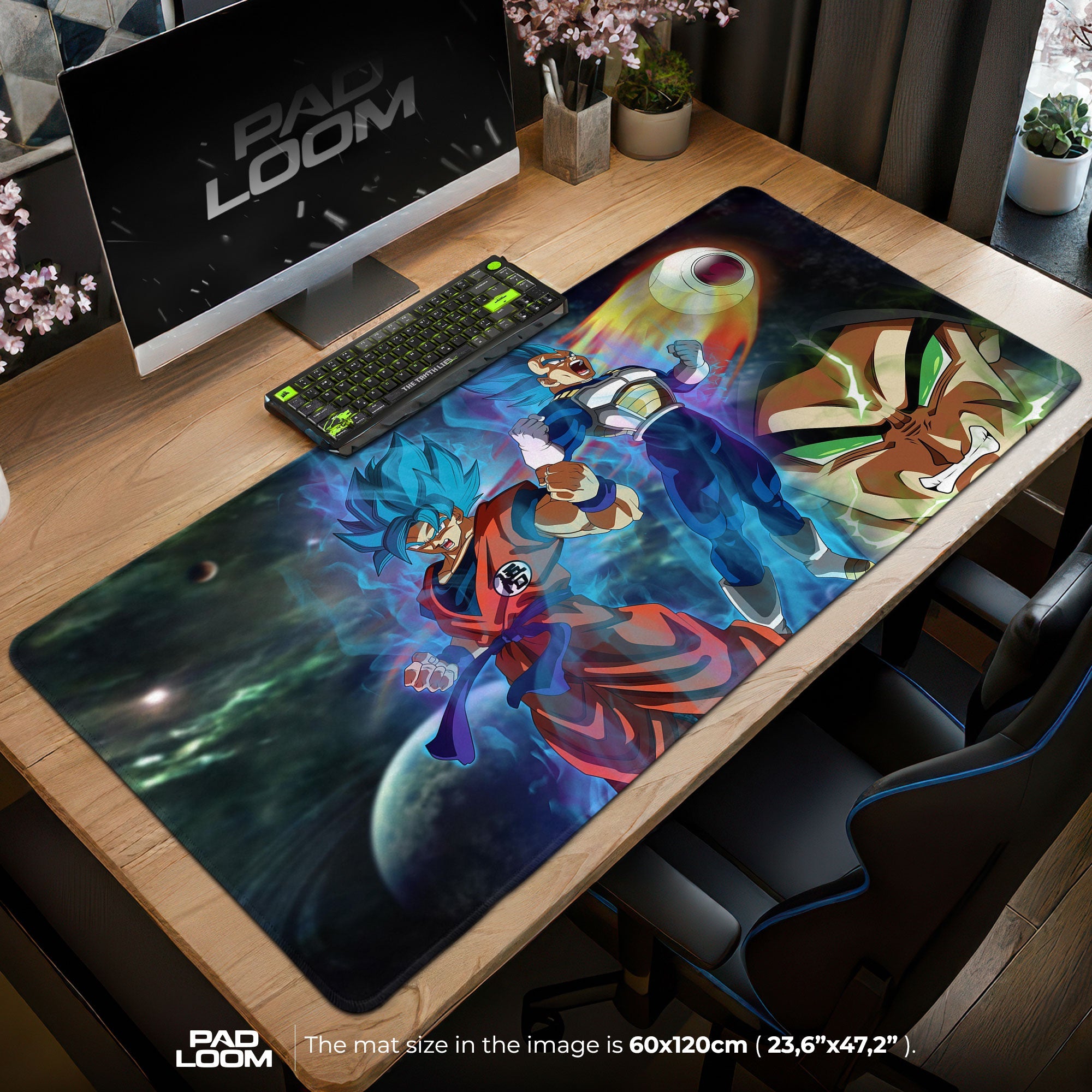 Goku and Vegeta vs Broly Mouse Pad - Galactic Battle Anime Desk Mat Padloom