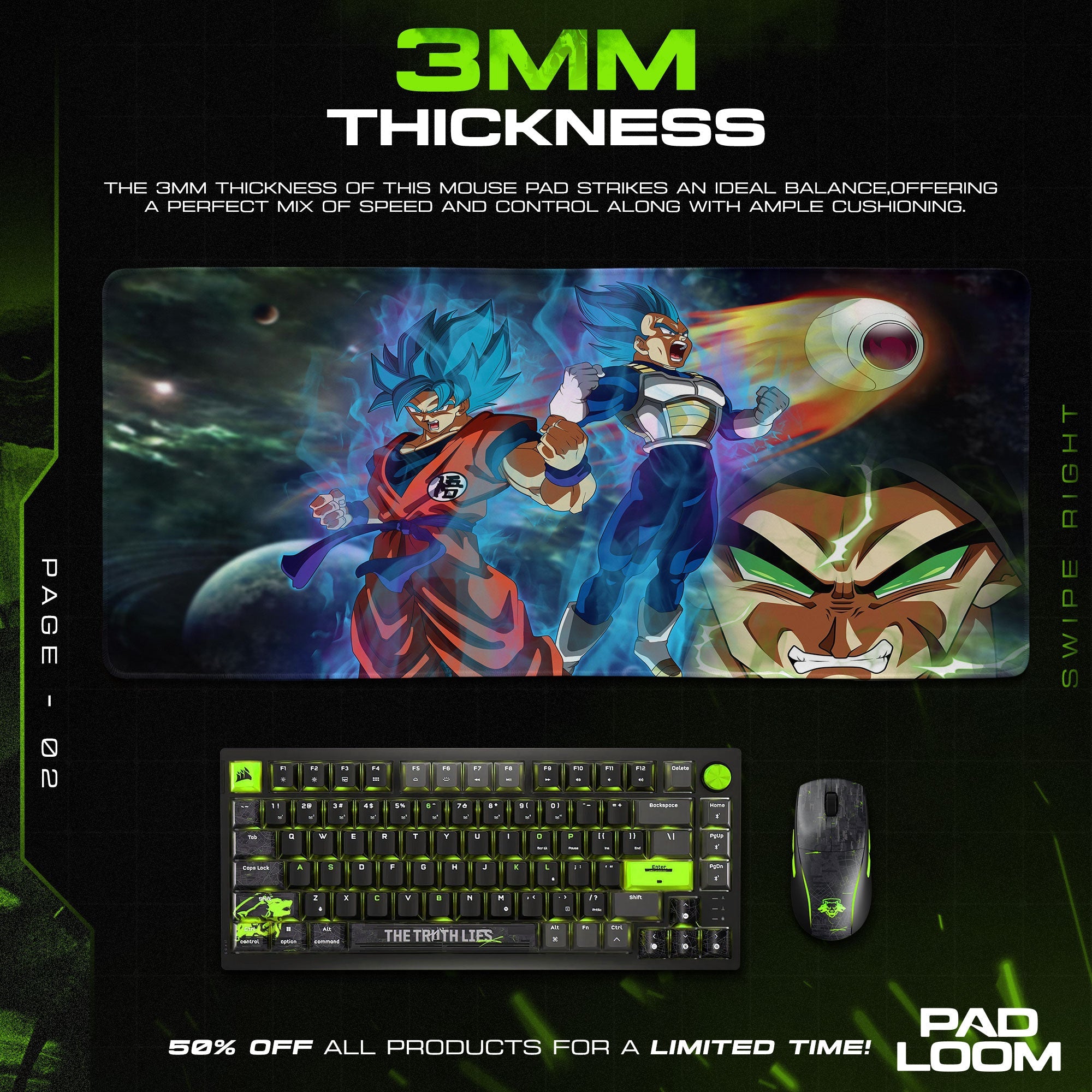 Goku and Vegeta vs Broly Mouse Pad - Galactic Battle Anime Desk Mat Padloom