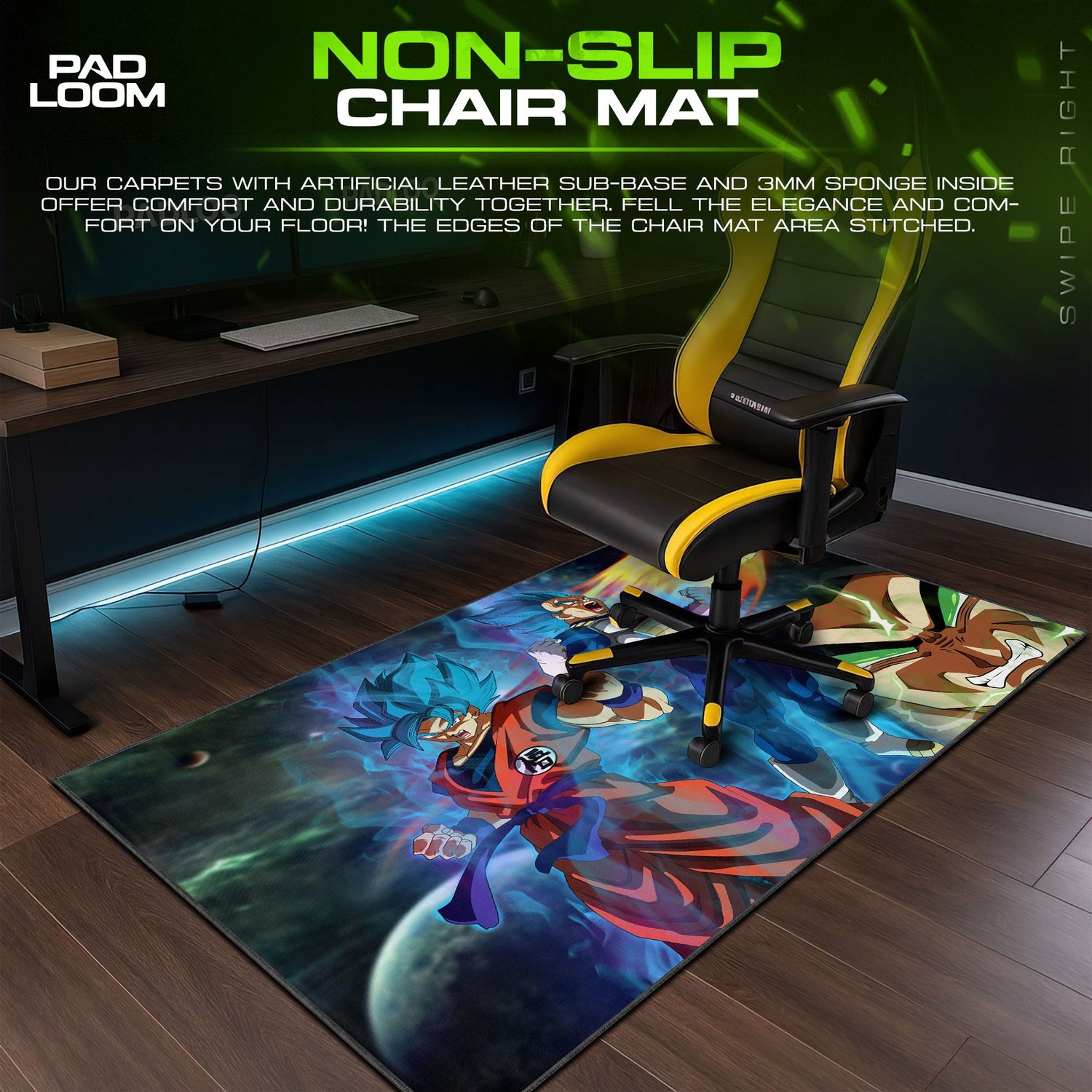 Goku and Vegeta vs Broly Mouse Pad - Galactic Battle Anime Desk Mat Padloom
