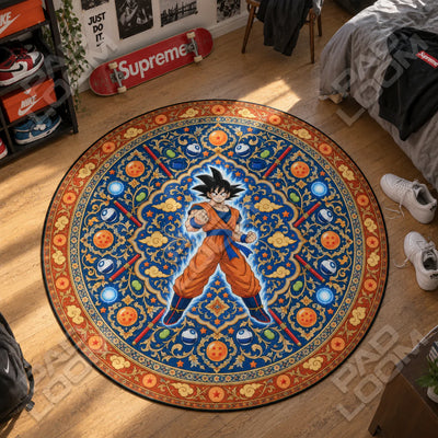 Goku Aura Round Rug - Dragon Ball Chair Mat