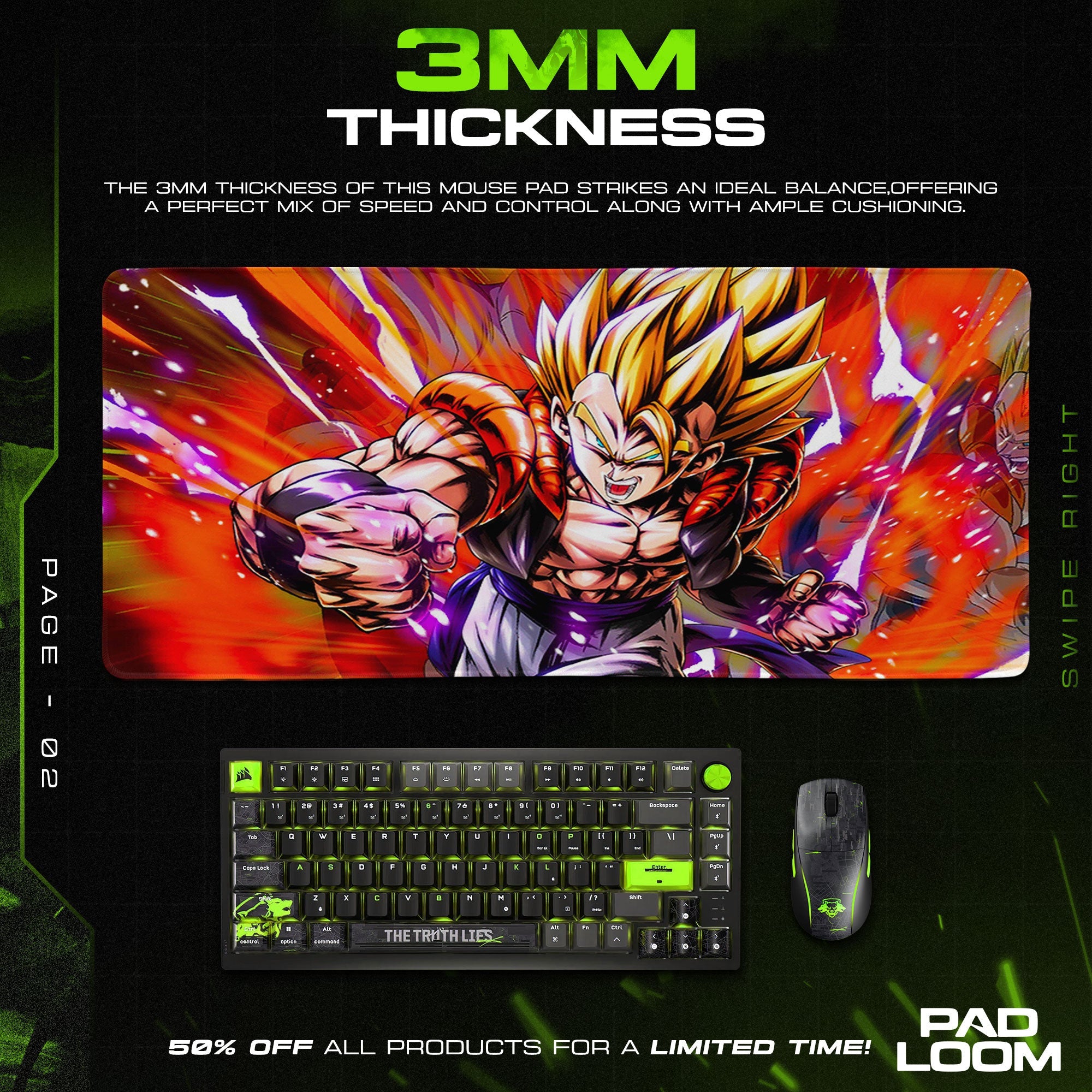 Goku Super Saiyan Mouse Pad - Inferno Strike Anime Desk Mat Padloom