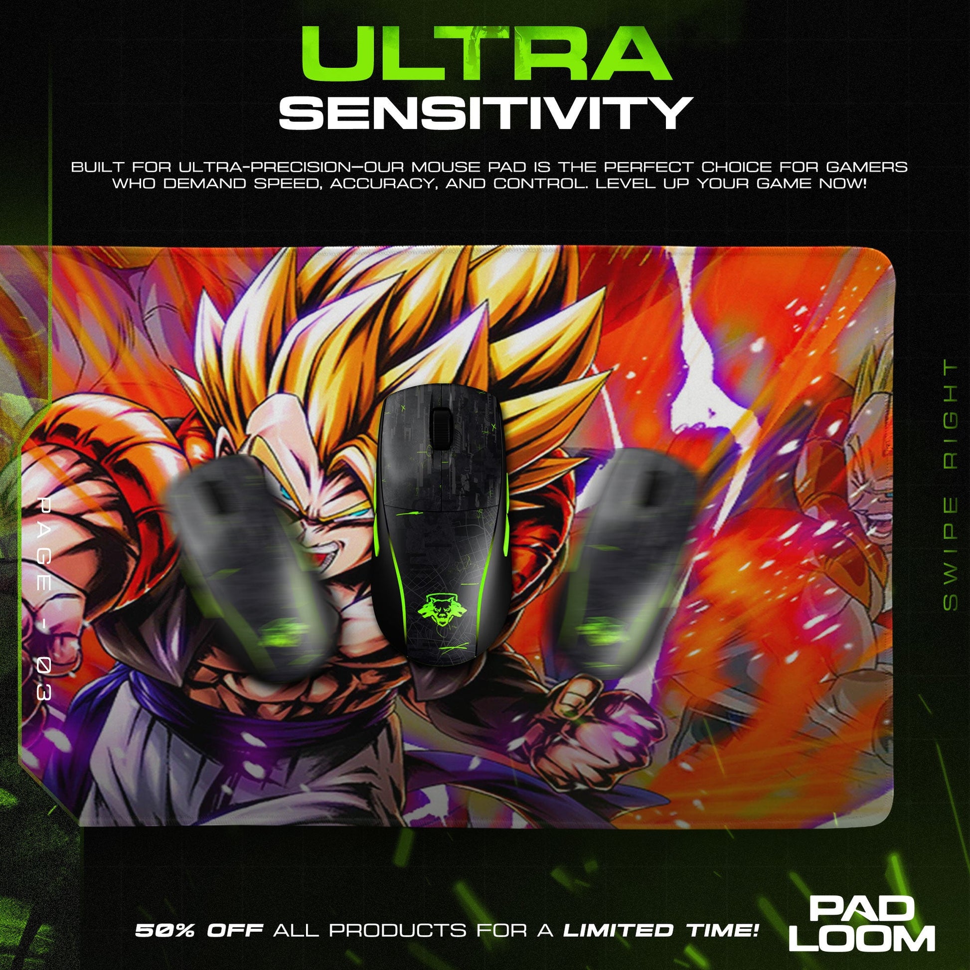 Goku Super Saiyan Mouse Pad - Inferno Strike Anime Desk Mat Padloom