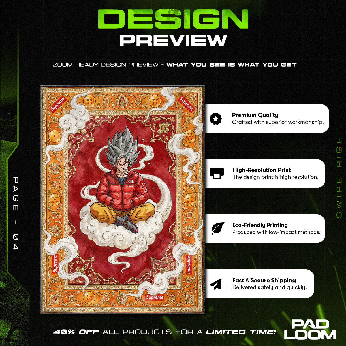 Floor character design printed on rug