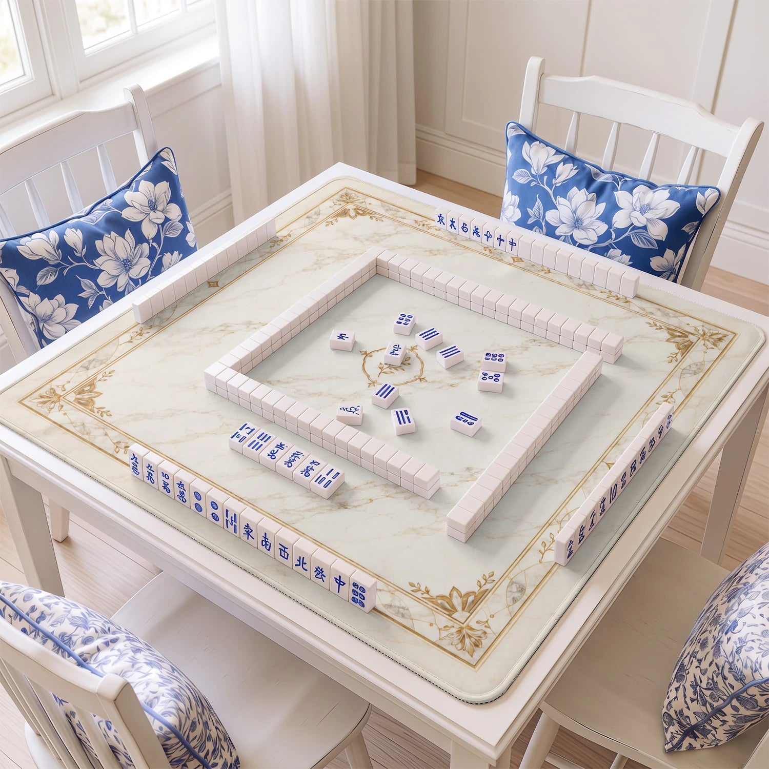 Gold Carrara Marble Mahjong Mat - Mah Jongg Mat