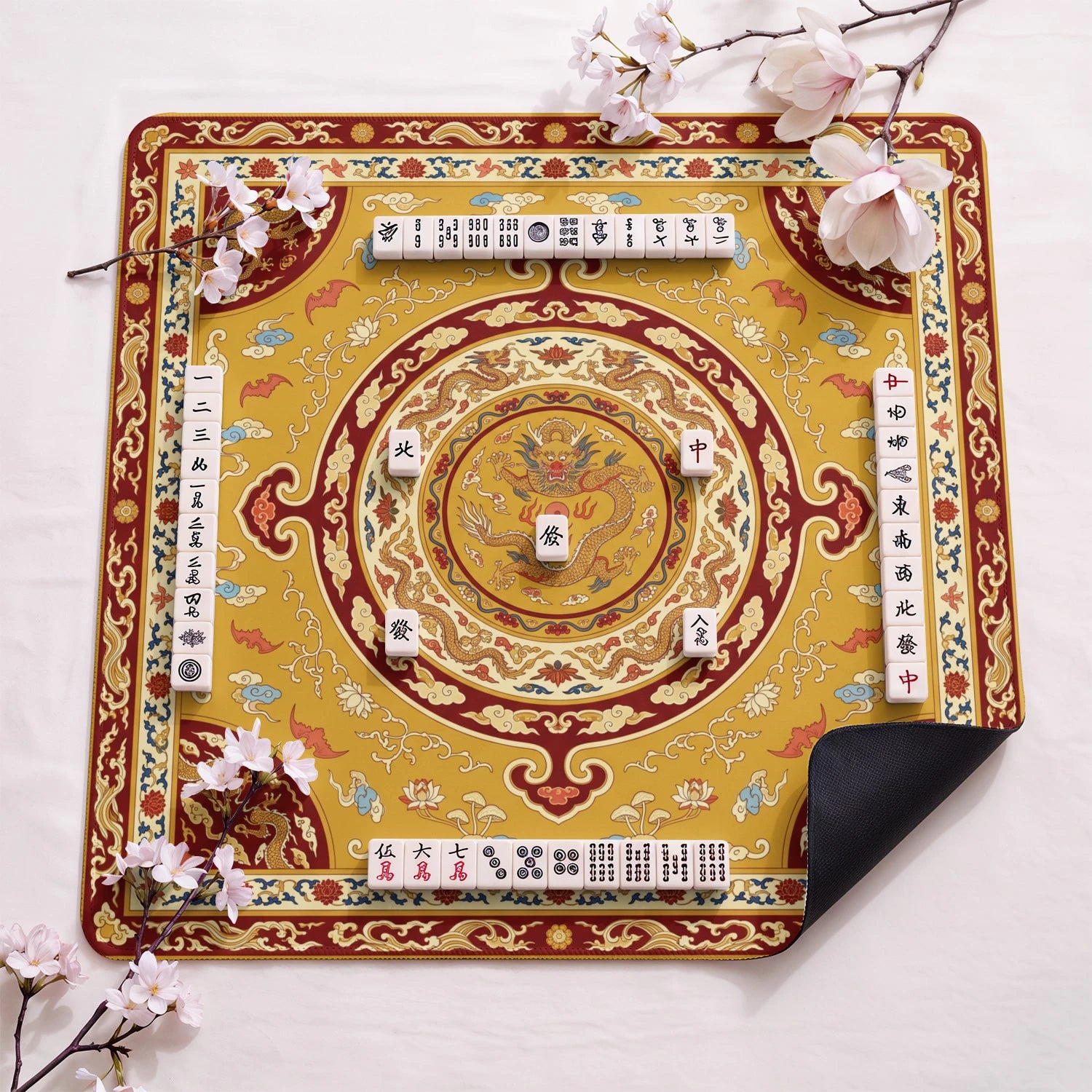 Gold Dragon Medallion Mahjong Mat - Mahjong Mat