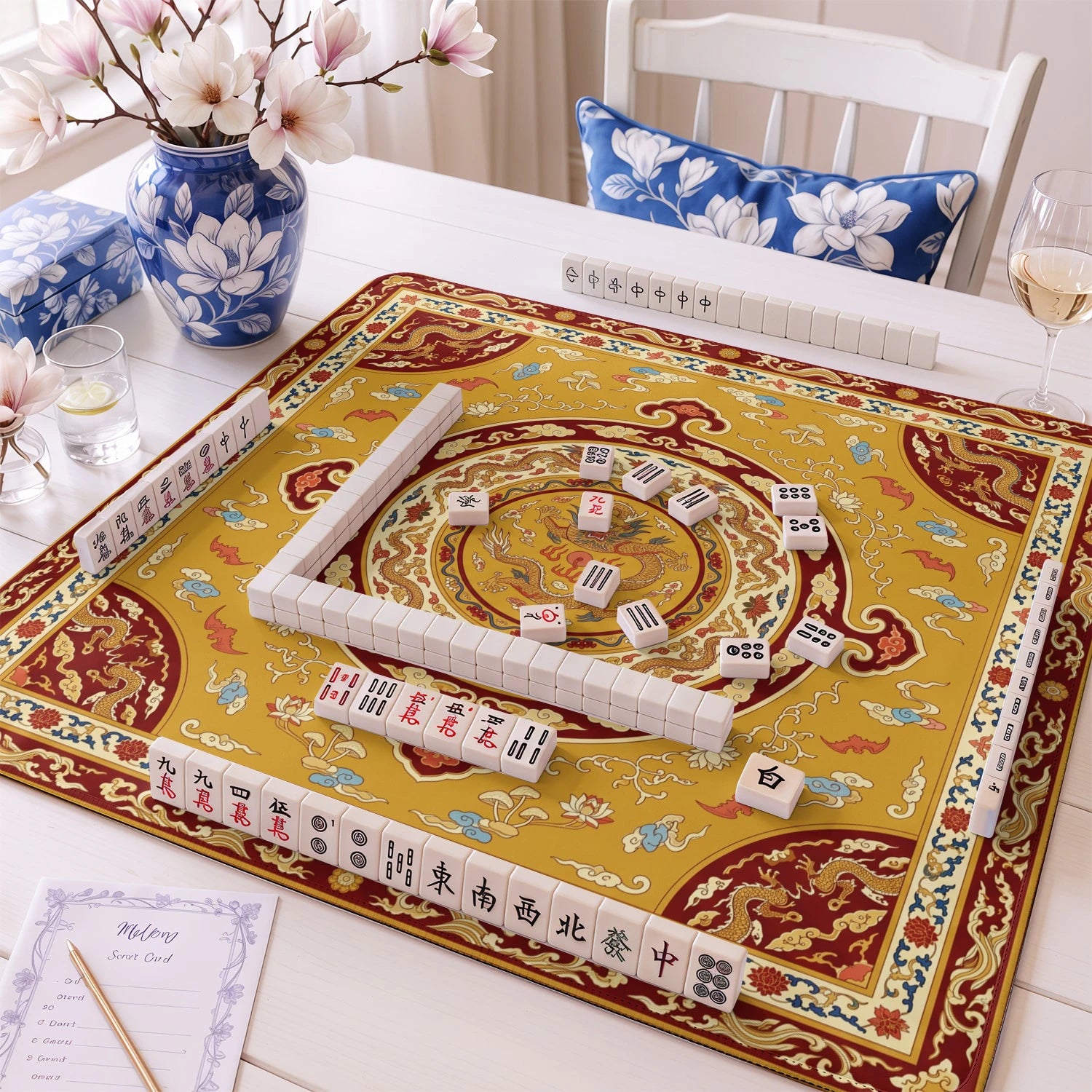 Gold Dragon Medallion Mahjong Mat - Mahjong Mat
