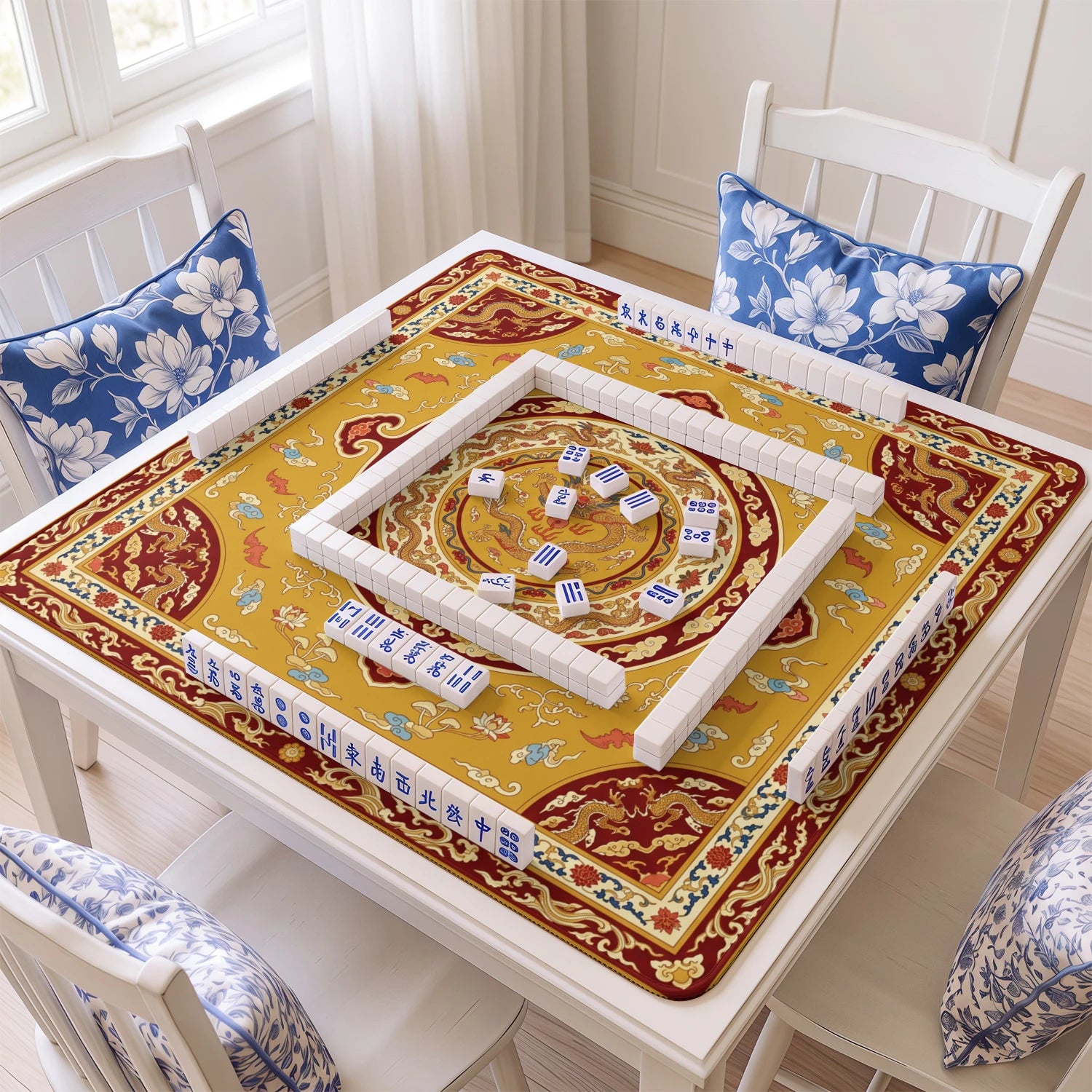 Gold Dragon Medallion Mahjong Mat - Mahjong Mat