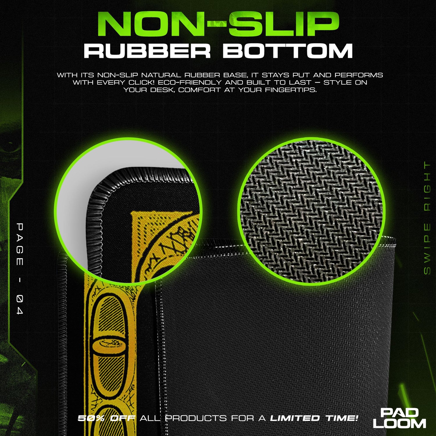 Gold Hundred Dollar Mouse Pad, Abstract Gamer Desk Mat Padloom