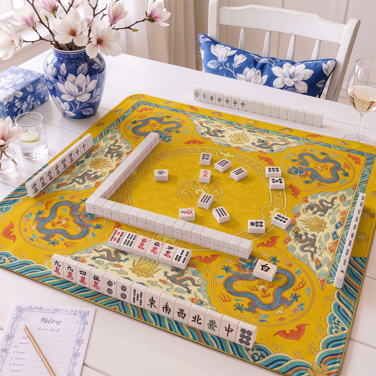 Gold Imperial Dragon Mahjong Mat - Mah Jongg Mat