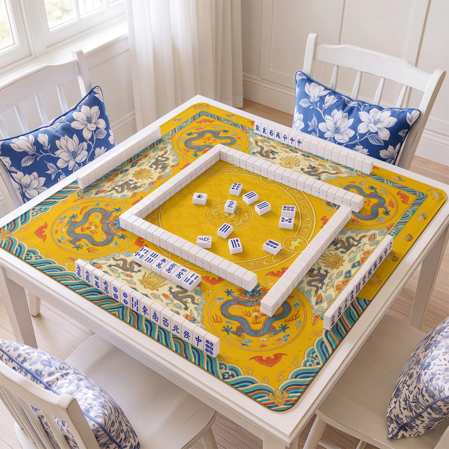 Gold Imperial Dragon Mahjong Mat - Mah Jongg Mat