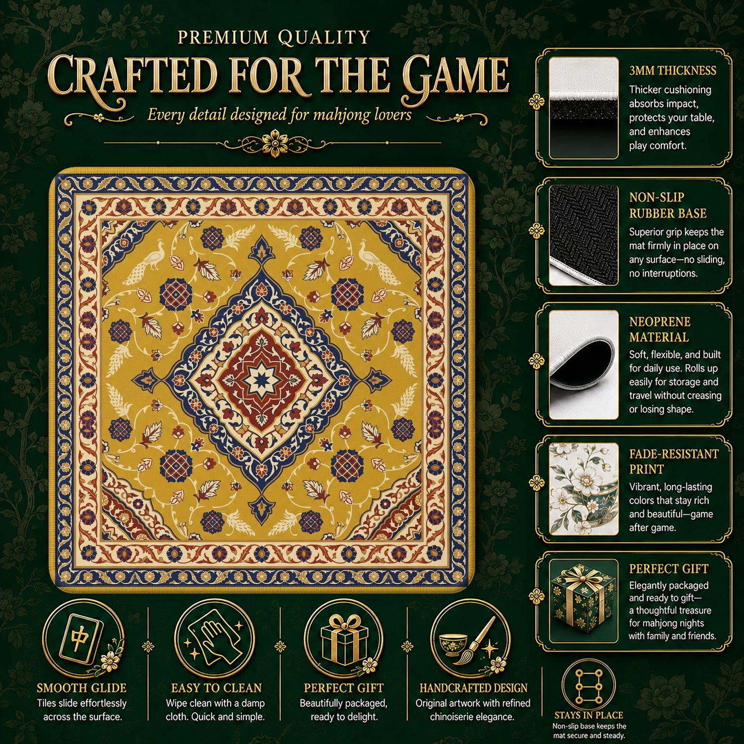 Gold Persian Saffron Mahjong Mat - Mah Jongg Mat
