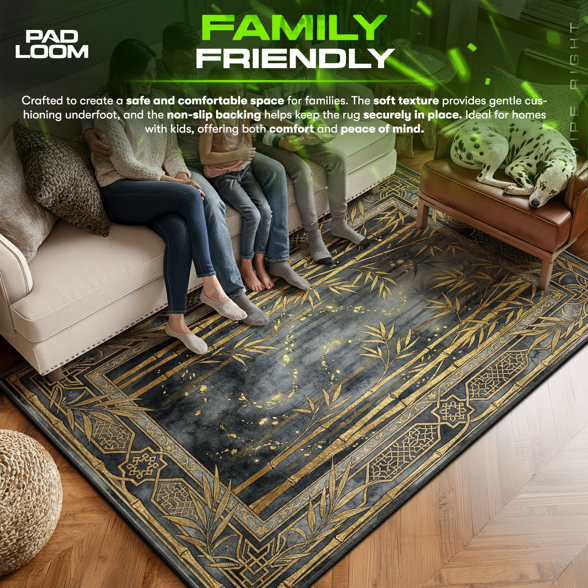 Area character design printed on rug