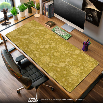 Golden Canopy Mouse Pad, Minimal Floral Gaming Desk Mat