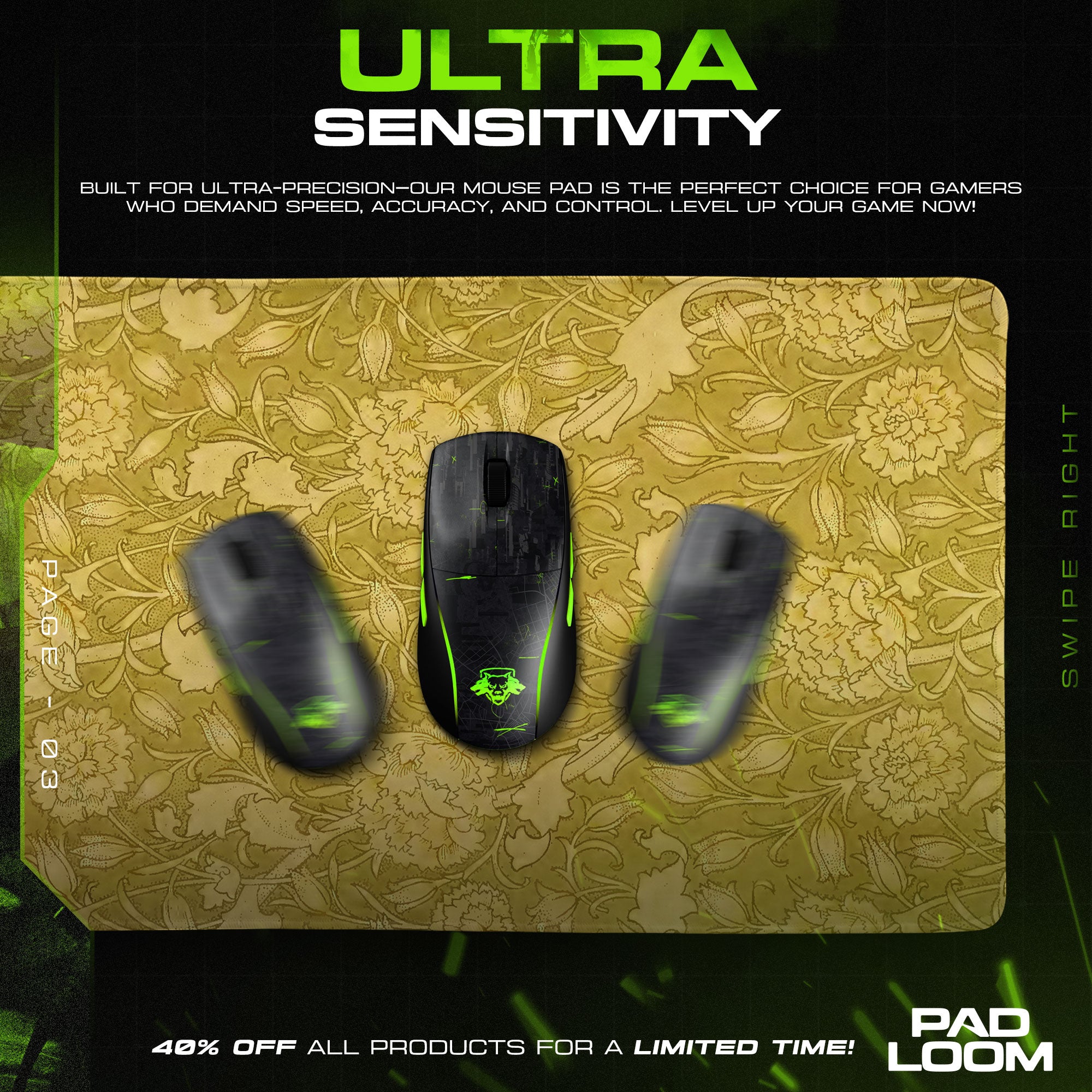 Golden Canopy Mouse Pad, Minimal Floral Gaming Desk Mat