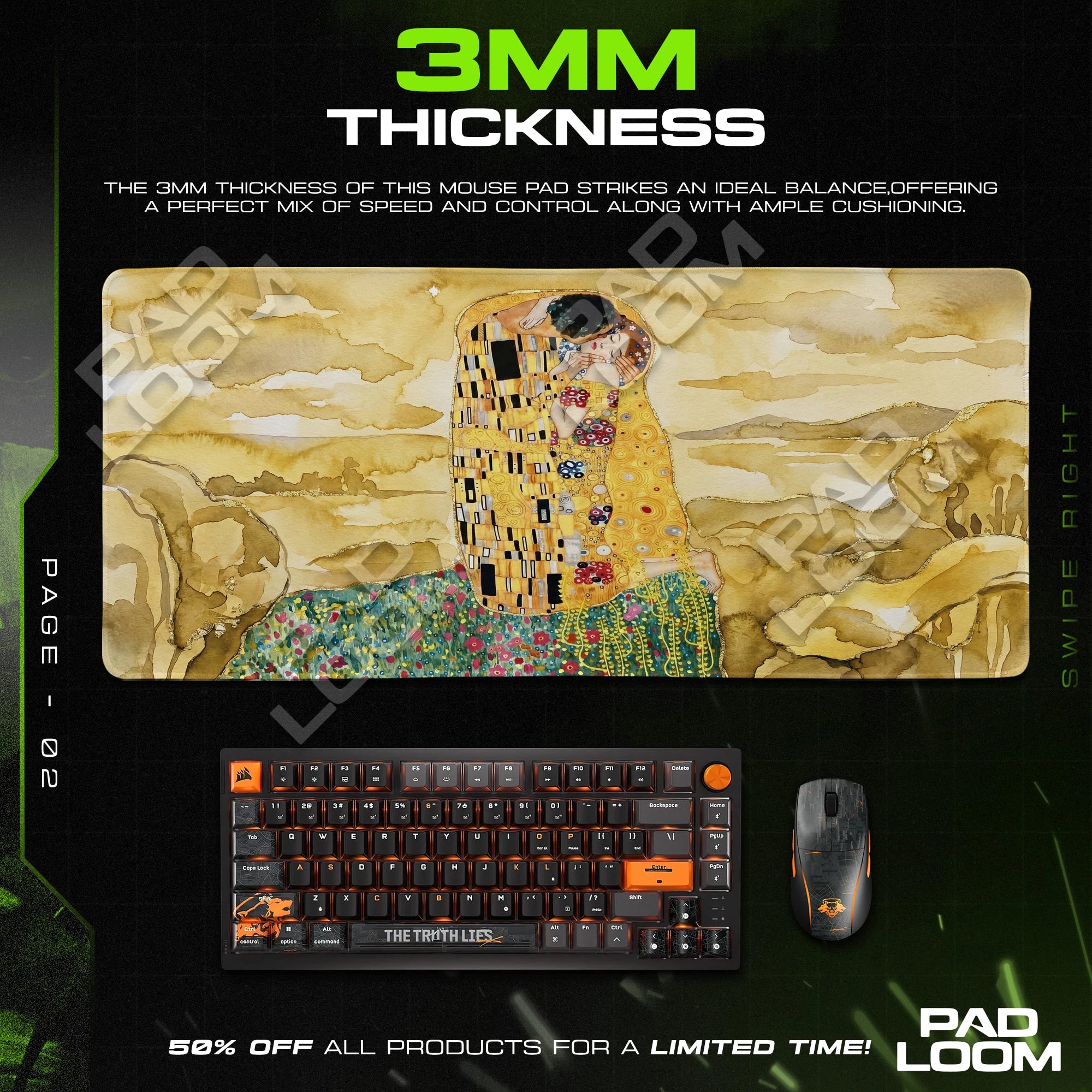 Golden Embrace Mouse Pad - Fine Art Desk Mat