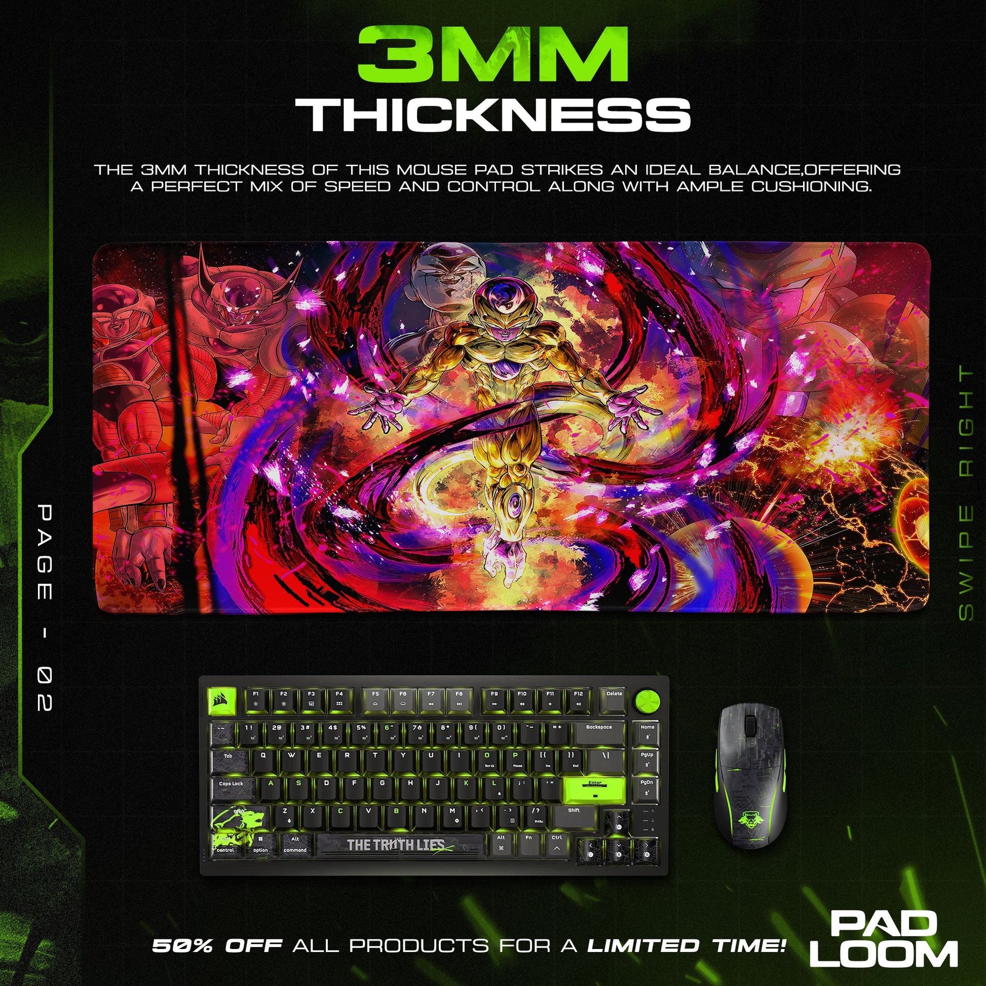 Golden Frieza Mouse Pad - Galactic Empire Anime Desk Mat Padloom
