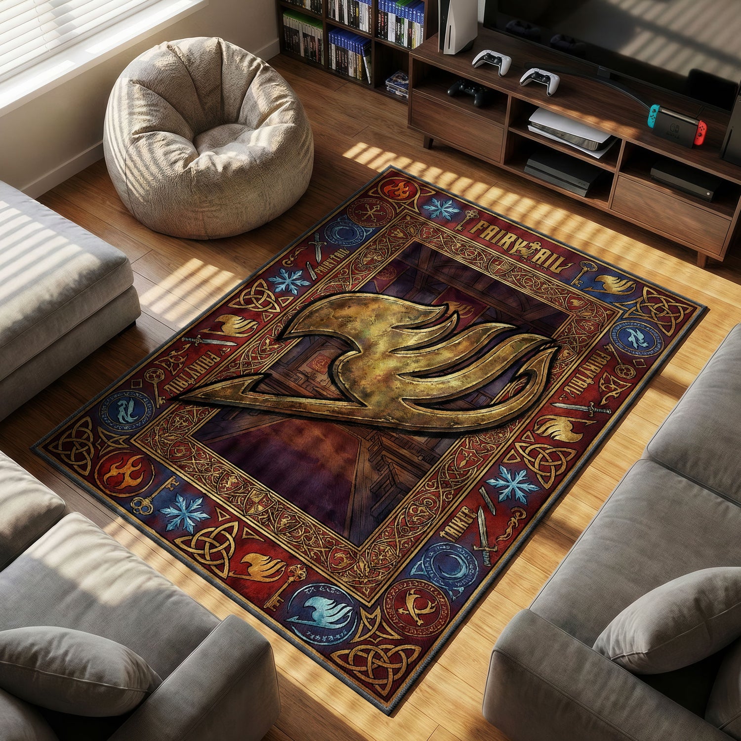 Chair character design printed on rug