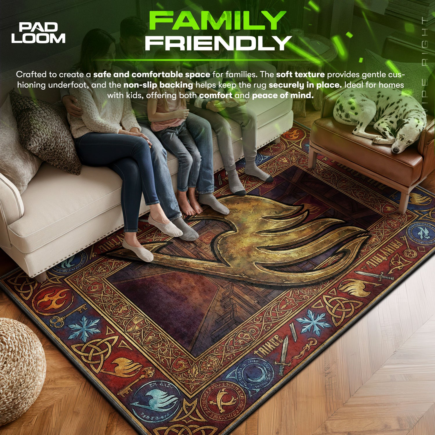 Golden Guild Mark Fairy Tail Chair fan rug — premium quality print