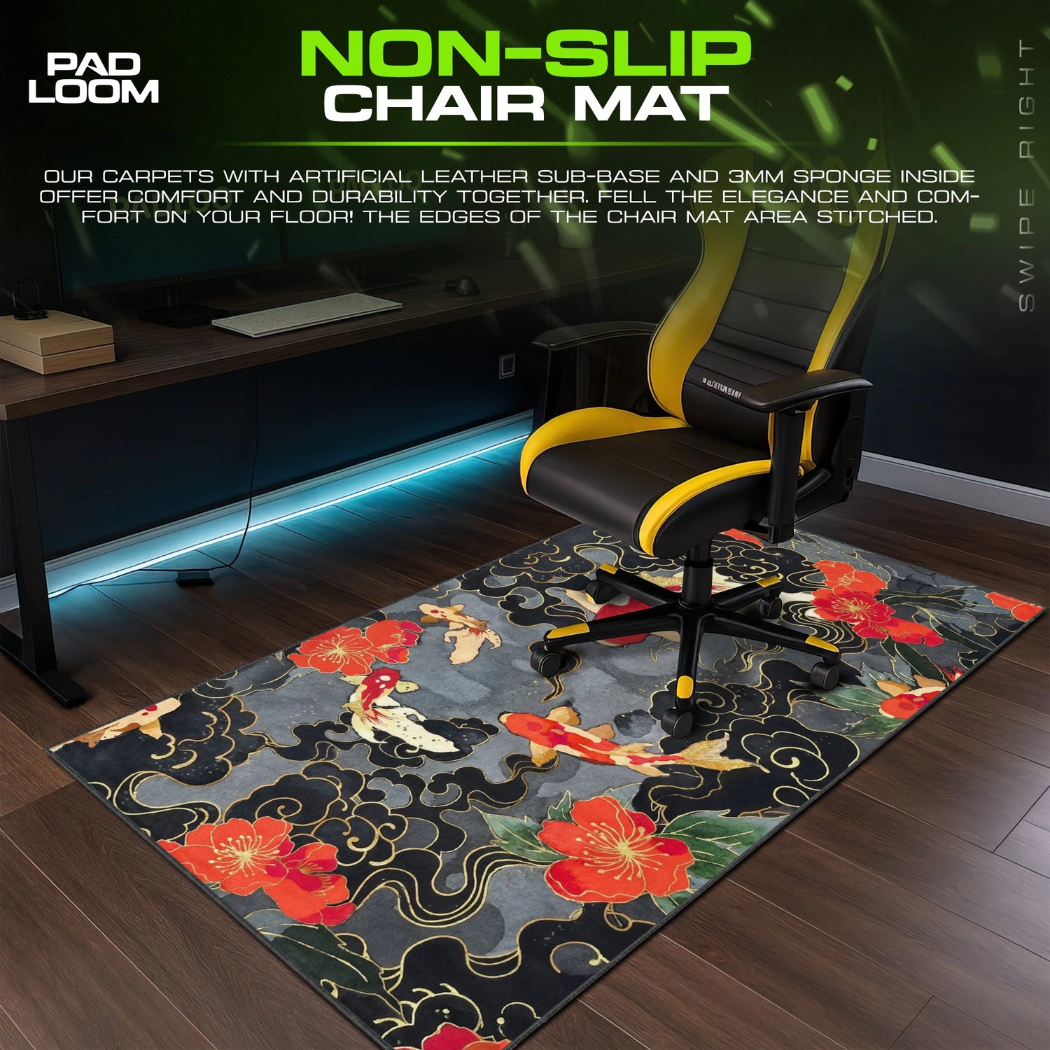 Golden Koi Clouds Mouse Pad - Japanese Desk Mat