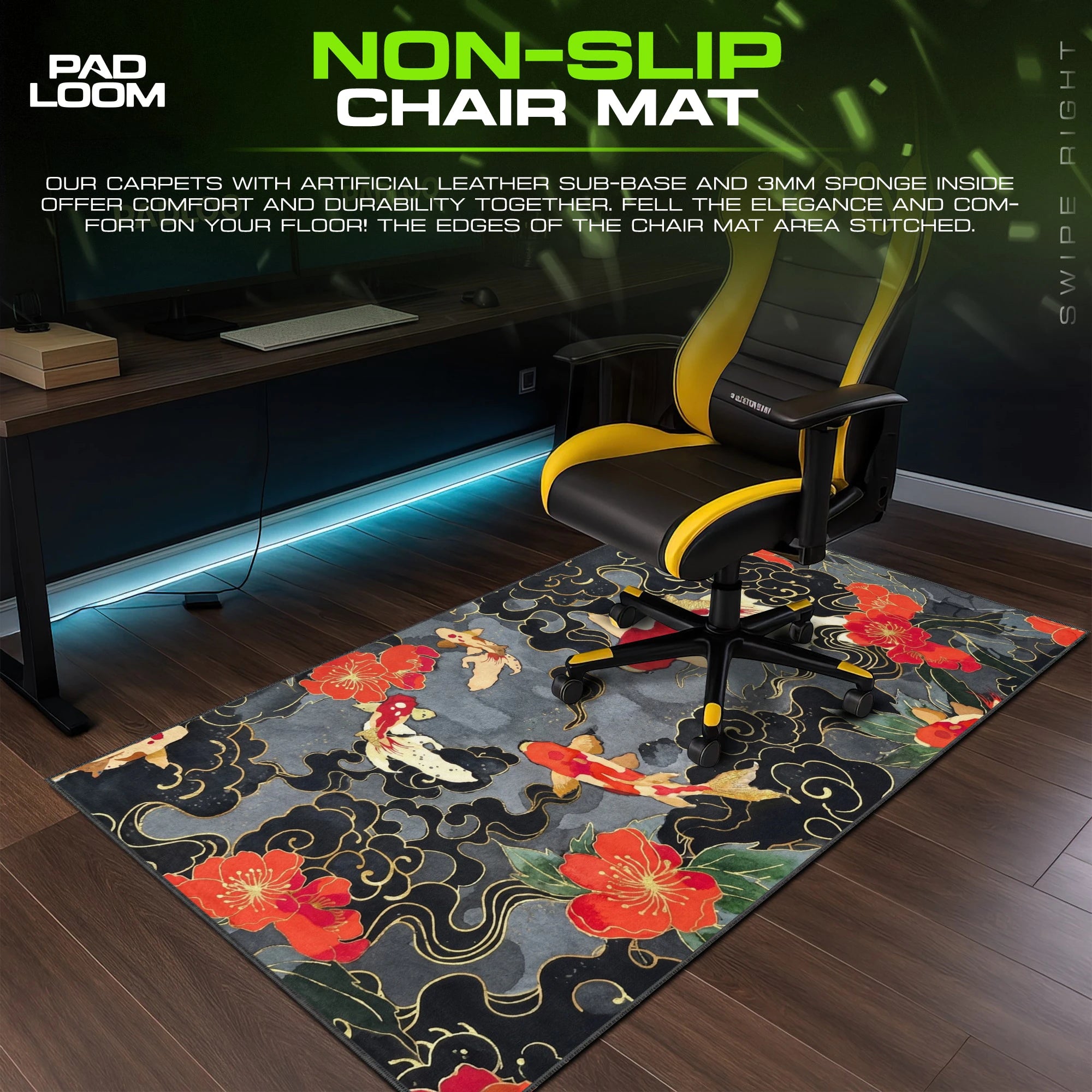 Golden Koi Clouds Mouse Pad - Japanese Desk Mat