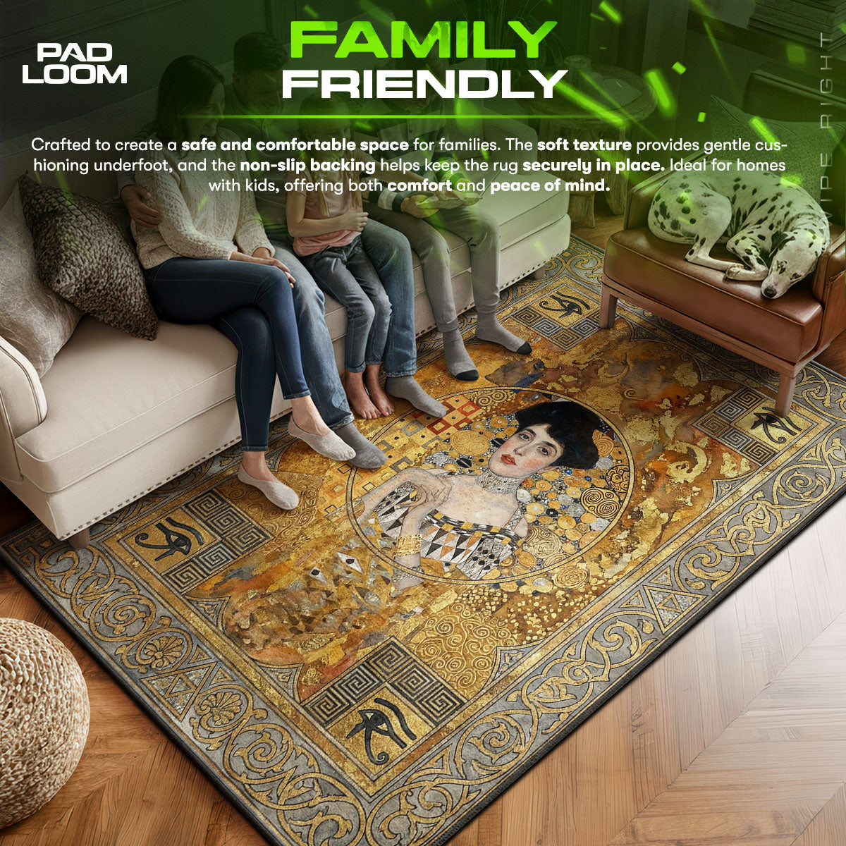 Area character design printed on rug
