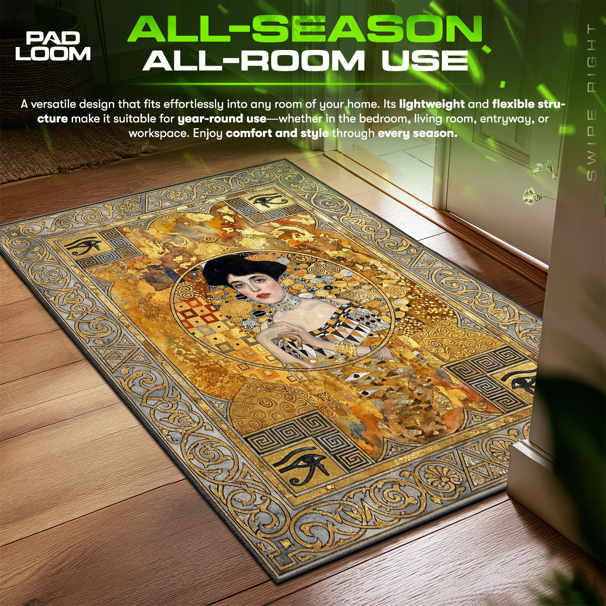 Detailed close-up of Golden rug pattern