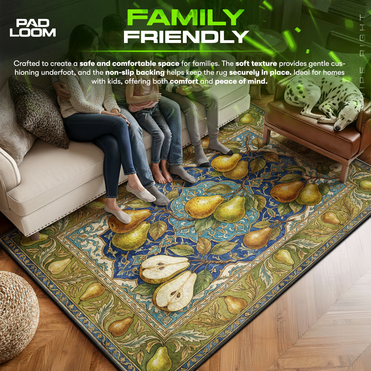 Floor character design printed on rug
