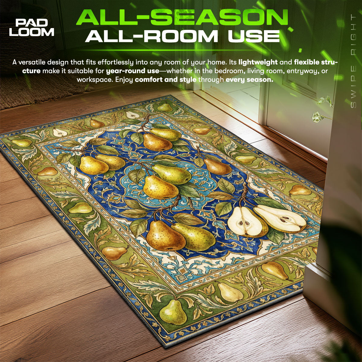 Detailed close-up of Golden rug pattern