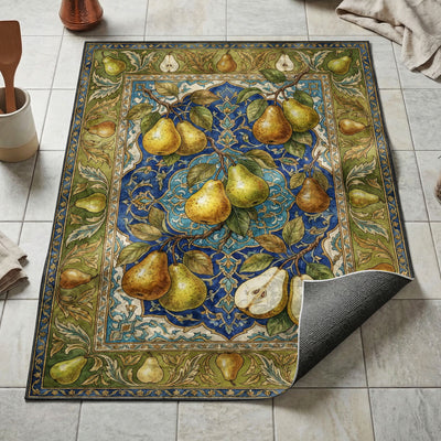 Golden Pear Branch Rug — Orchard Kitchen Floor Mat