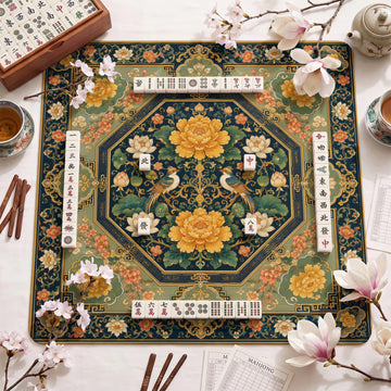 Golden Peony Imperial Mahjong Mat – neoprene mah jongg table mat