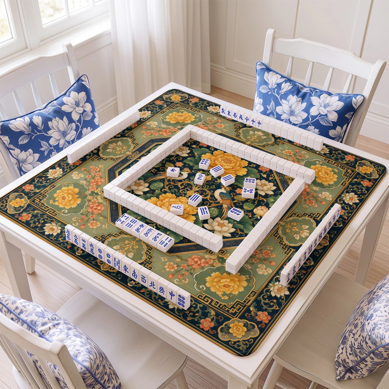 Golden Peony Imperial Mahjong Mat – neoprene mah jongg table mat