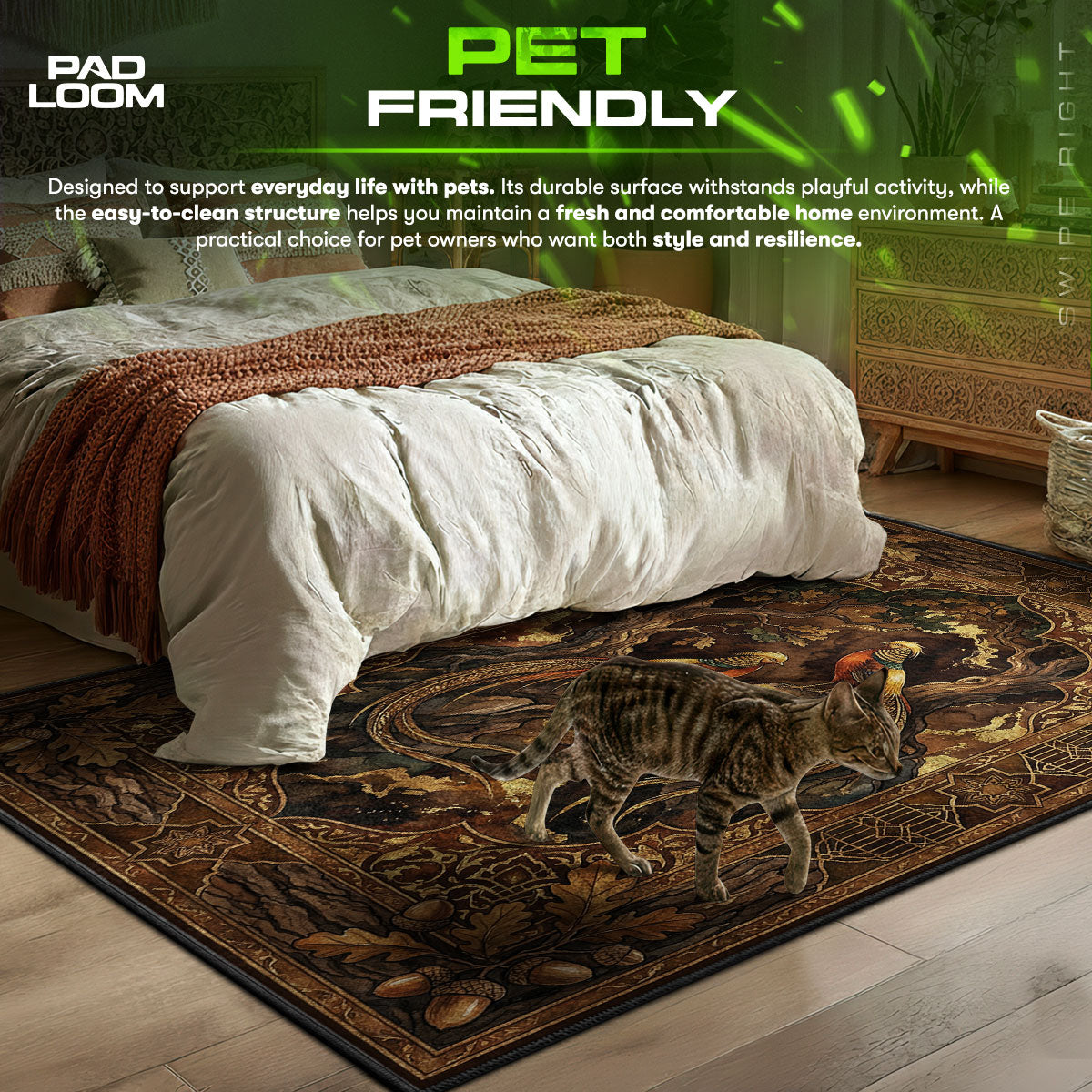 Golden Pheasant themed area rug for home decor fans