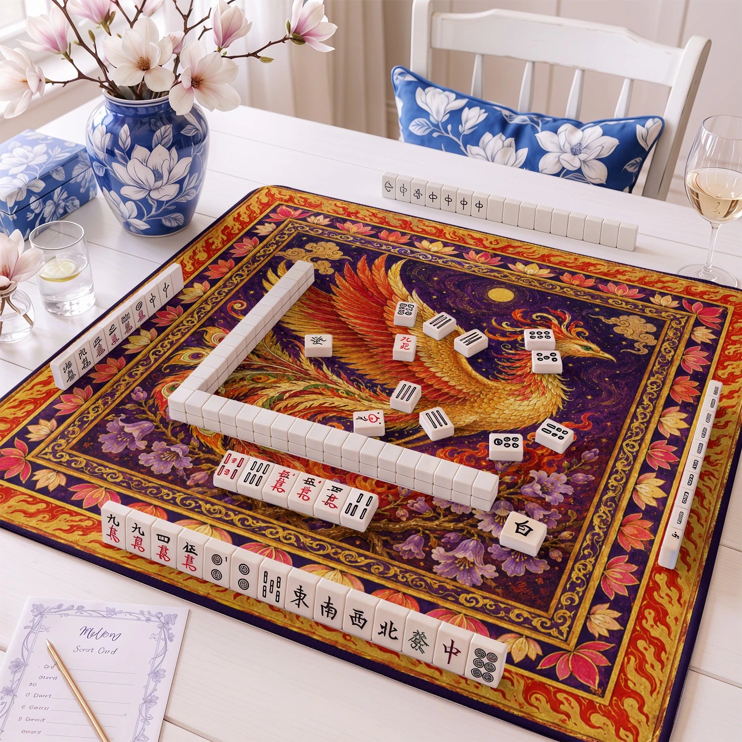 Golden Phoenix mahjong mat – M (60x60 cm) and L (81x81 cm) sizes
