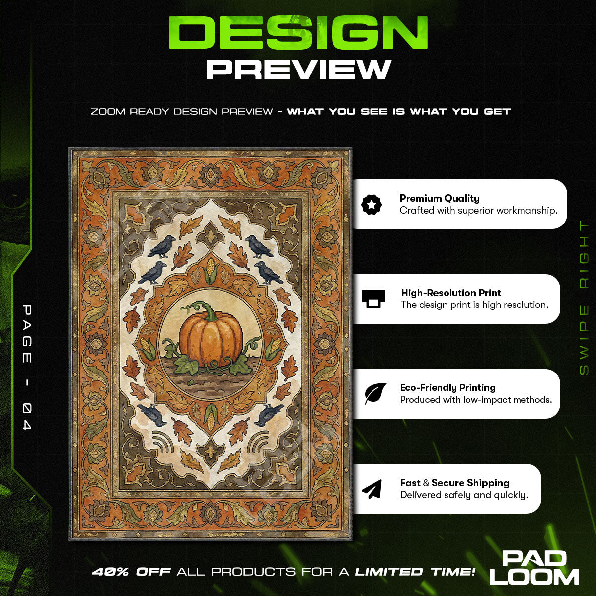 Chair character design printed on rug