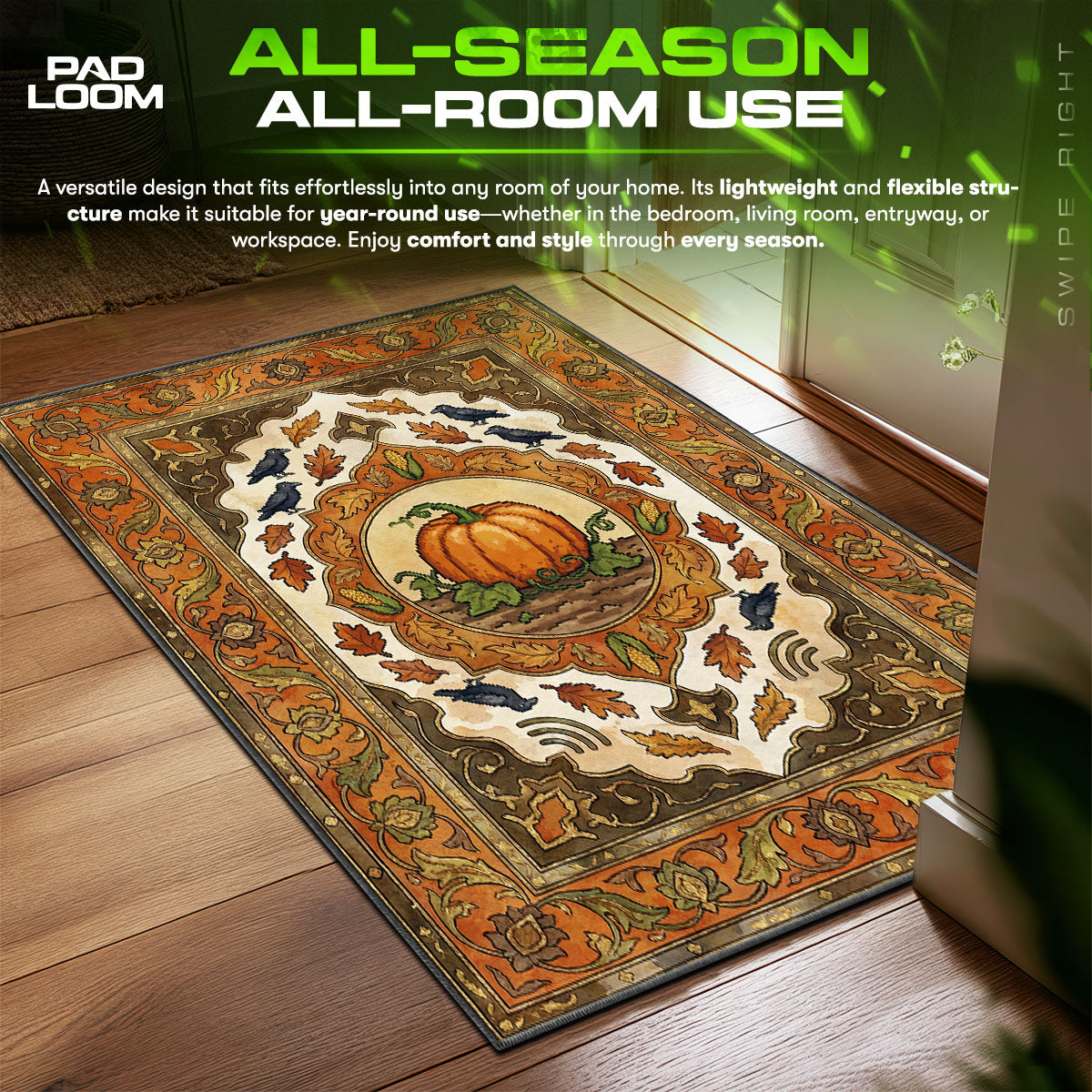 Golden Pumpkin Harvest Stardew Valley Chair fan rug — premium quality print