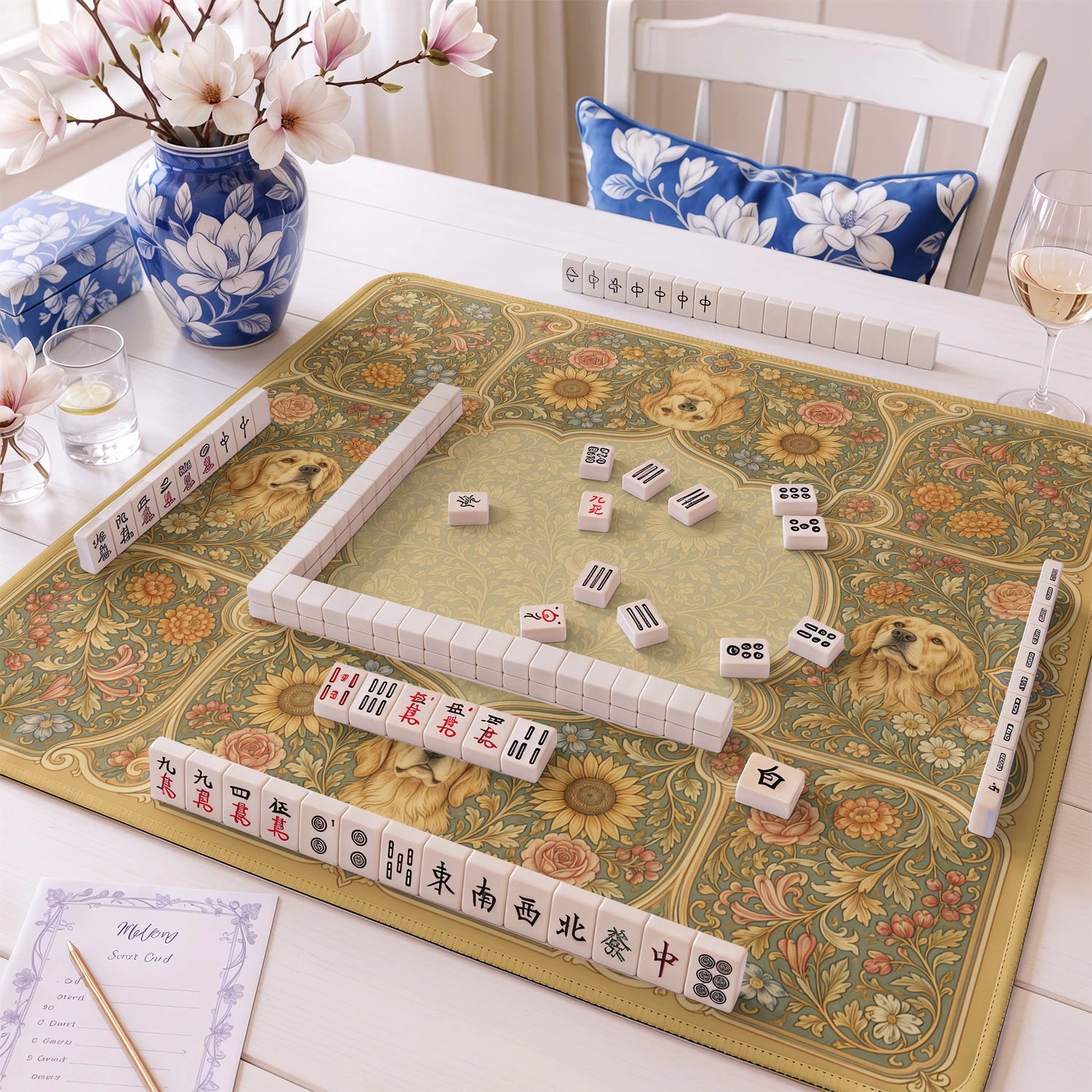 Golden Retriever mahjong mat – M (60x60 cm) and L (81x81 cm) sizes