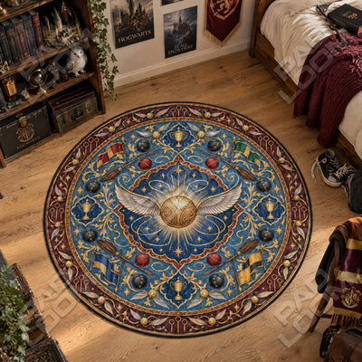 Golden Snitch Medallion Round Rug - Harry Potter Chair Mat